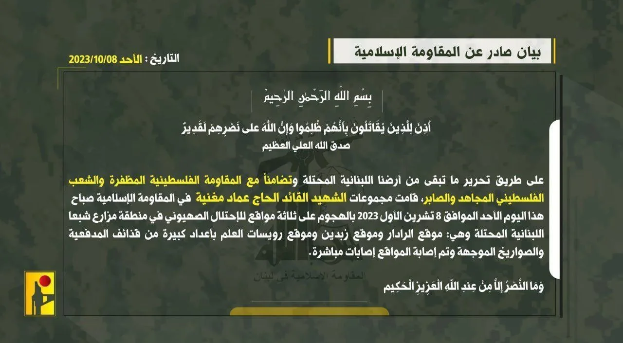 ذكرى دخول حزب الله اللبناني المواجهة إلى جانب حماس